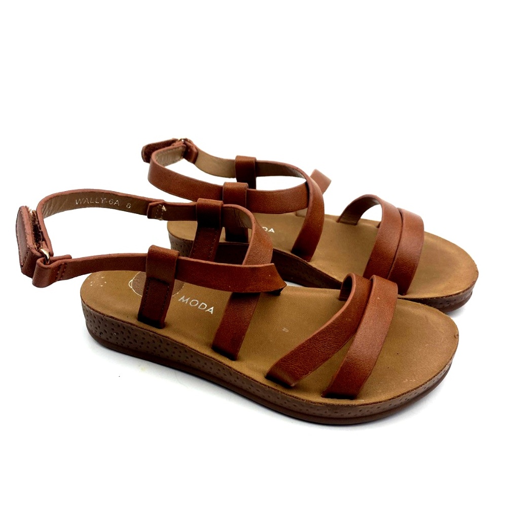 Mini Moda Girls Sandals Size 8 Toddlers Brown Adjustable Strap Summer Shoes